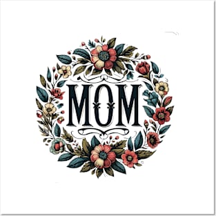 Mom Floral Wreath Vintage Posters and Art